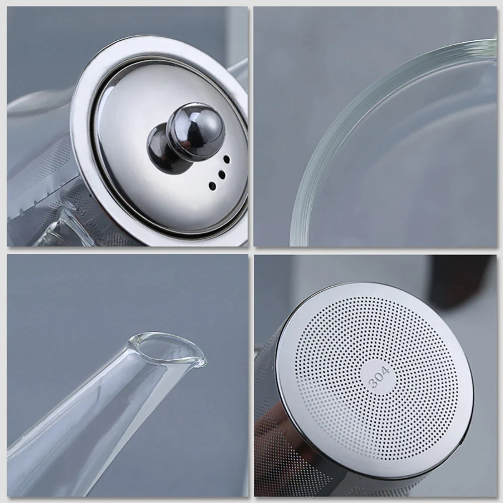 Afralia™ Glass Tea Infuser Pot: Filtered Teapot for Oolong, Puer, Coffee & Flower Tea
