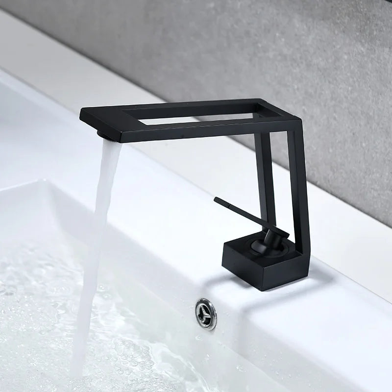 Afralia™ Black Brass Basin Faucet Mixer with Single Handle Deck Mount