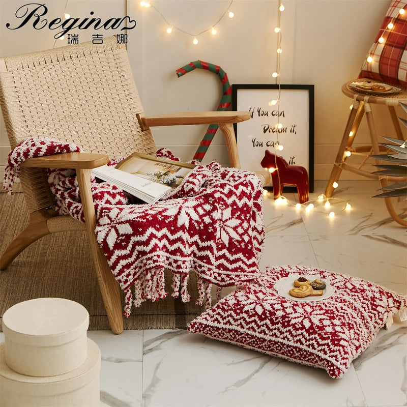 Afralia™ Christmas Chunky Knit Blanket - Cozy Microfiber with Tufted Knitted Design and Fringes