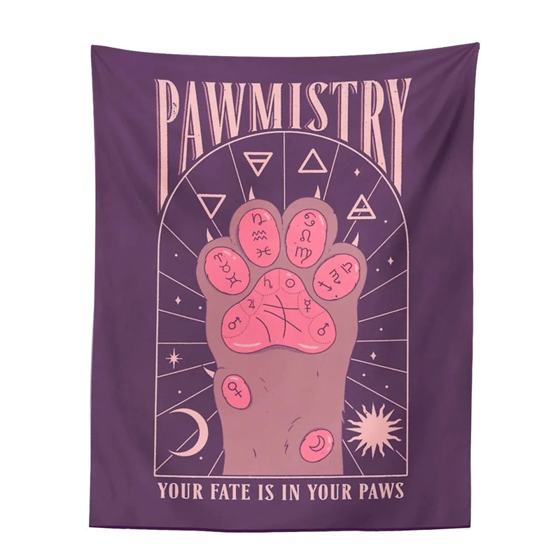 Afralia™ Tarot Cat Paws Tapestry: Witchcraft Bohemian Style Decoration for Home, Dorm Room