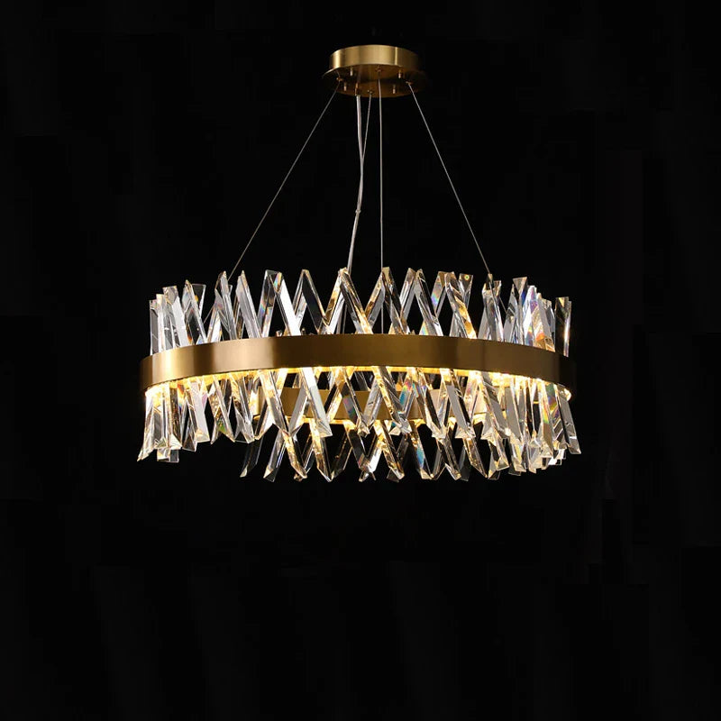 Afralia™ Gold Crystal LED Chandelier for Dinning Room