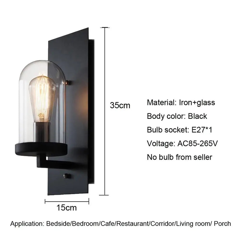 Afralia™ Vintage Glass Loft Wall Sconce for Living Room and Bedroom