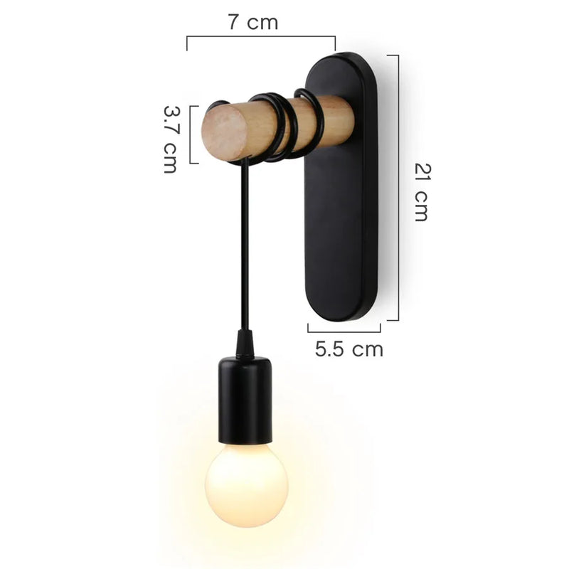 Afralia™ Minimalist Iron Wood Wall Lamp for Indoor Home Lighting