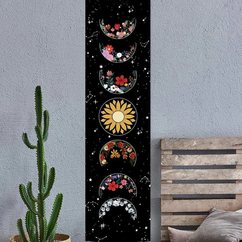 Afralia™ Moon Phase Tapestry: Bohemian Black and White Wall Hanging