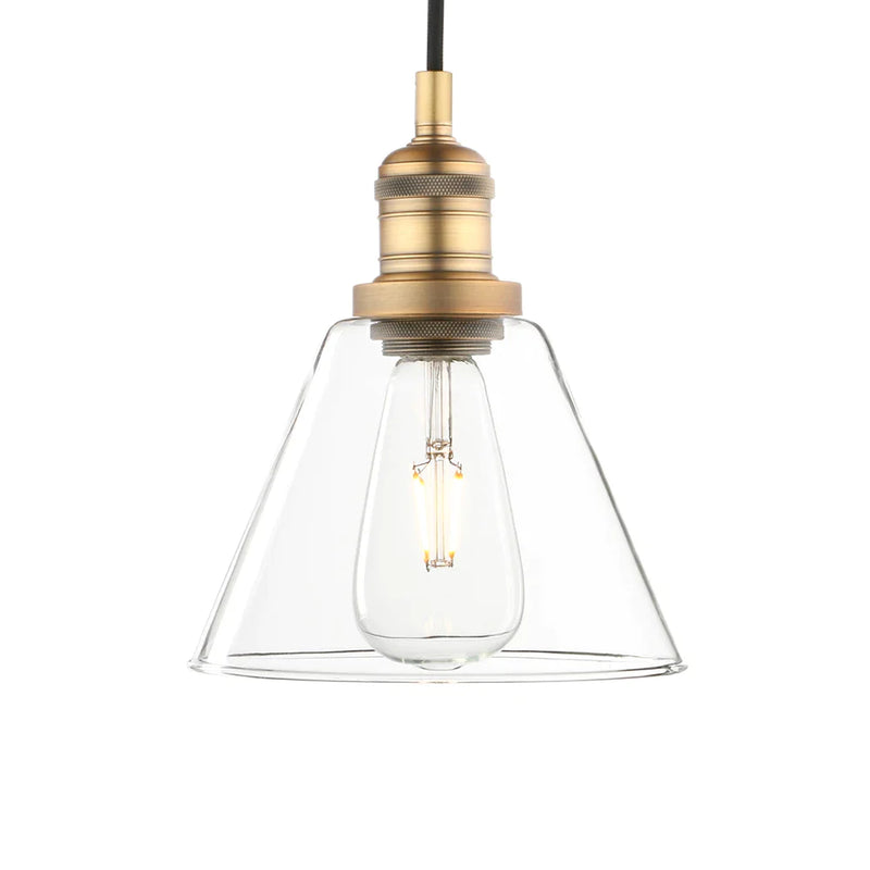 Afralia™ Clear Glass Funnel Flared Pendant Light - Industrial Vintage 1-Light Ceiling Fixture