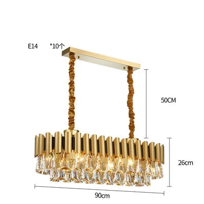 Afralia™ Golden Stainless Steel Crystal Chandelier | LED Round Oval Lustre Fixture