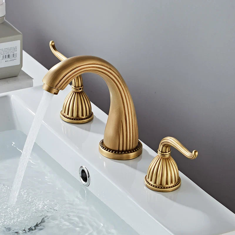 Afralia™ Antique Bronze Widespread Basin Faucet with Double Handles