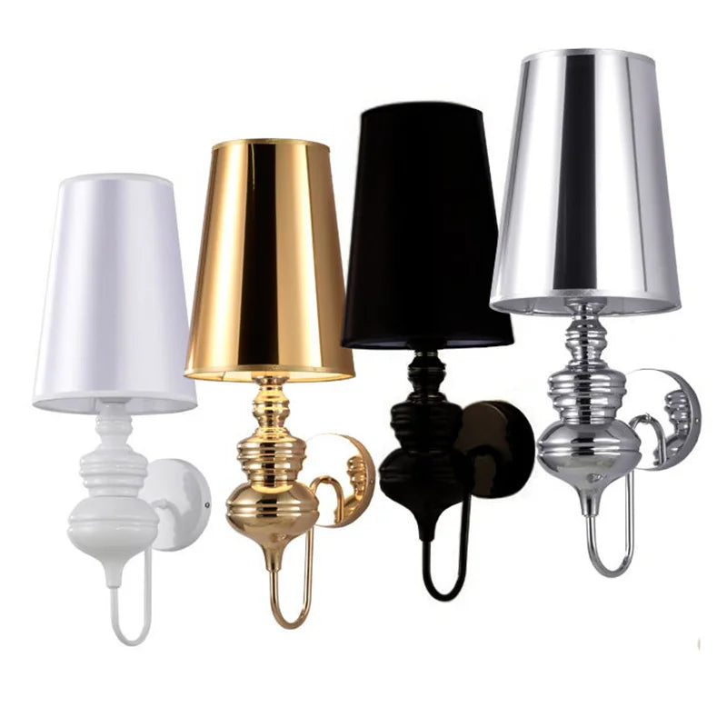 Afralia™ Modern Cloth Shade Wall Lamps in Glod Silver Black White for Home Living Room