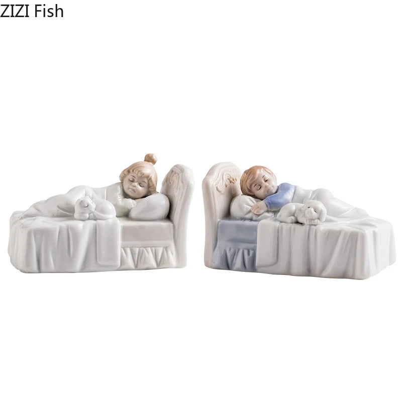 Afralia™ Ceramic Family Figure Sculpture for Living Room Decor - Baby Crafts Figurine