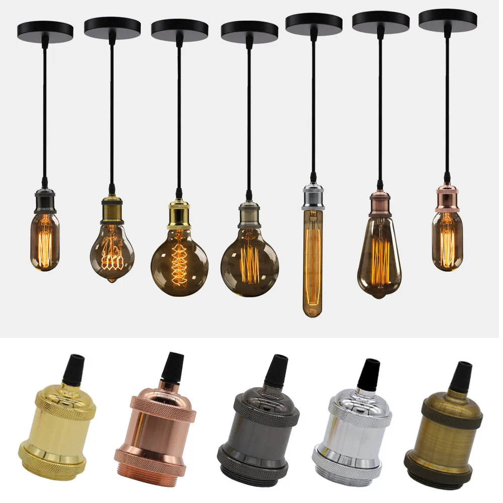 Afralia™ Industrial Pendant Light Lamp E27 90-265V Edison Bulb Holder Loft Home Decor
