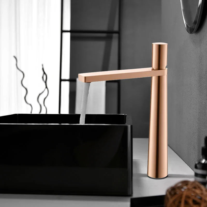 Afralia™ Brushed Gold Basin Faucet - Elegant Brass Bathroom Mixer Tap for Lavatory