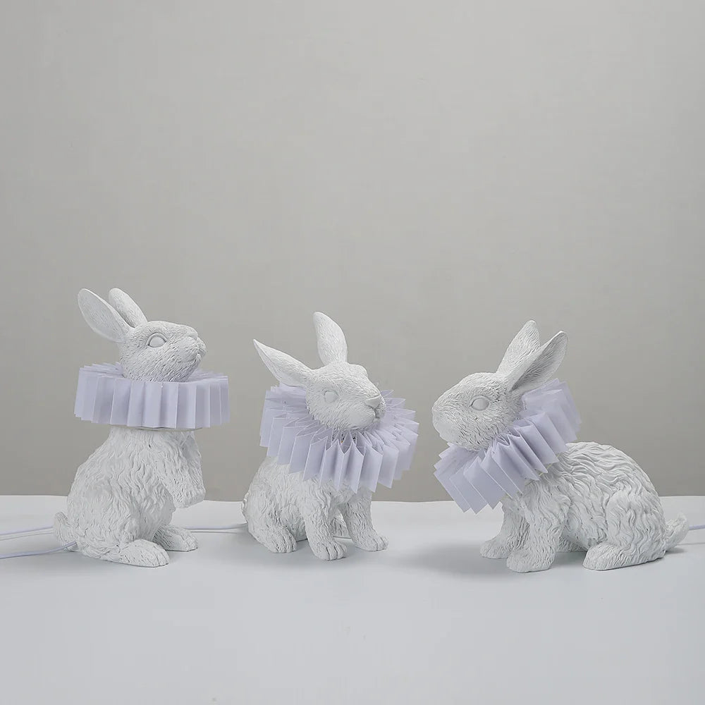 Afralia™ Nordic Rabbit Resin Scarf Table Lamp for Modern Living Room and Bedroom Decor
