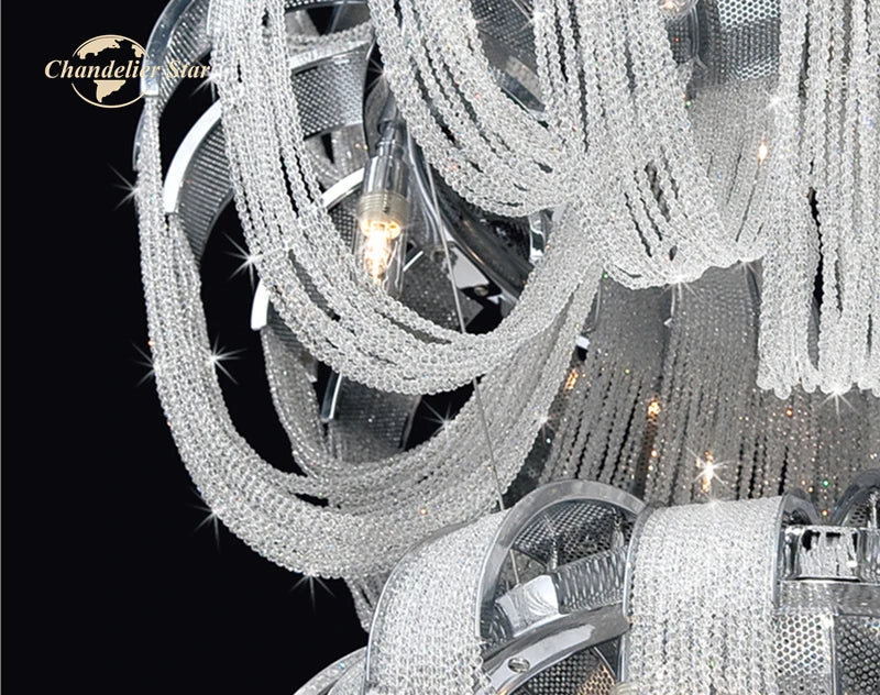 Afralia™ Crystal Circle LED Tassel Chandelier: Modern Luxury Pendant Hanging Light Fixture for Bedroom and Living Room