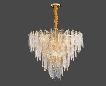 Afralia™ LED Glass Metal Leaf Chandelier: Luxury Postmodern Lighting for Home Decor, Bedroom, Living Room