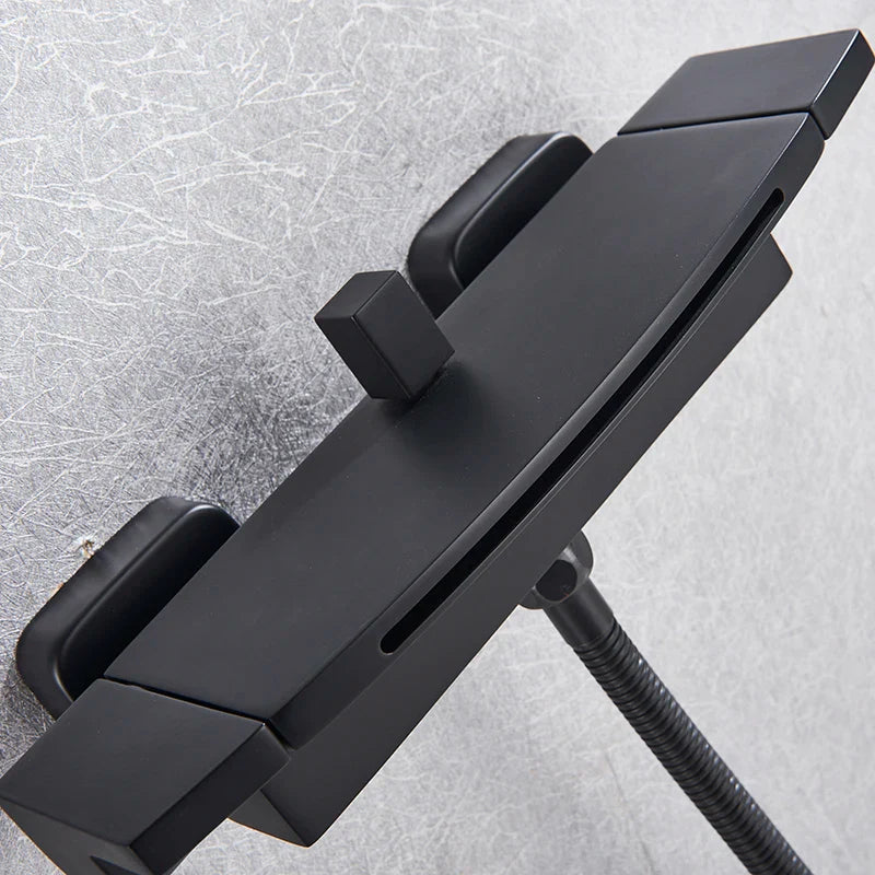 Afralia™ Matte Black 2-Function Bathroom Faucet Wall Mount Hot Cold Waterfall Shower
