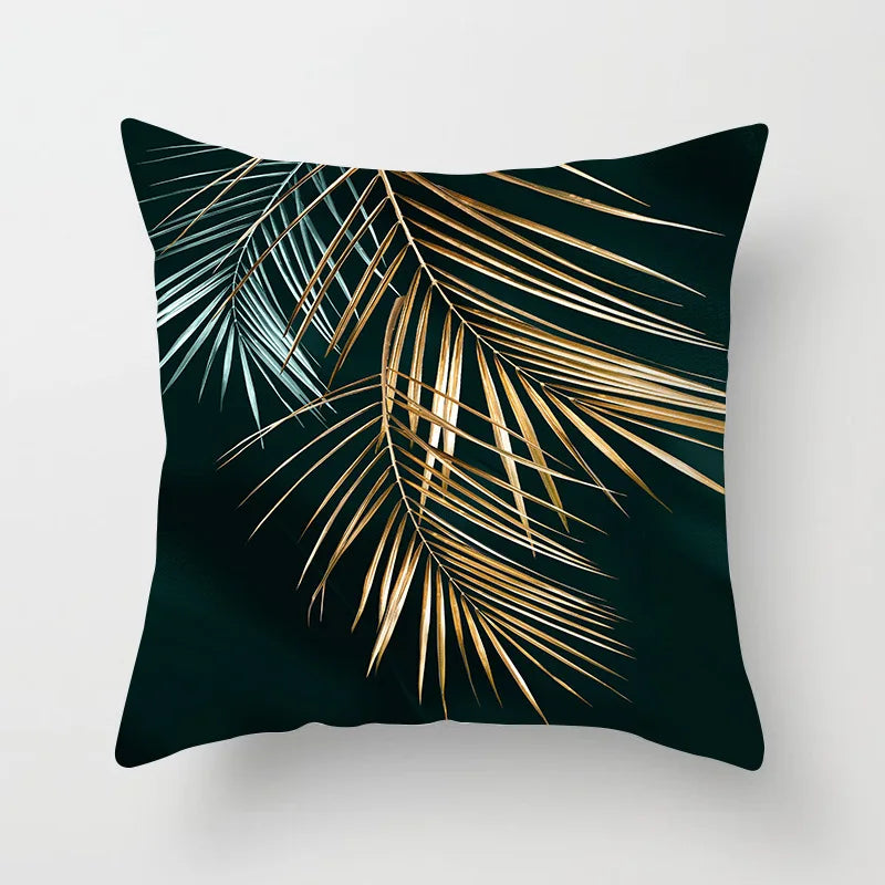 Afralia™ Tropical Plant Leaf Short Plush Pillow Cover for Home Sofa Bed Car