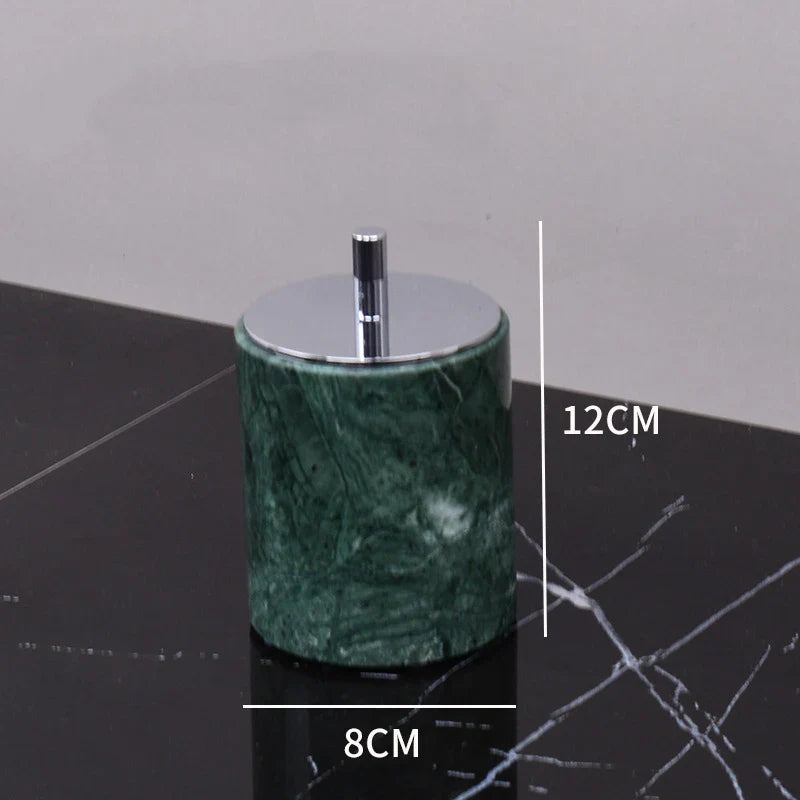 Afralia™ Dark Green Marble Bathroom Set - Nordic Light Luxury Tray Toothbrush Holder Soap Dispenser Kit