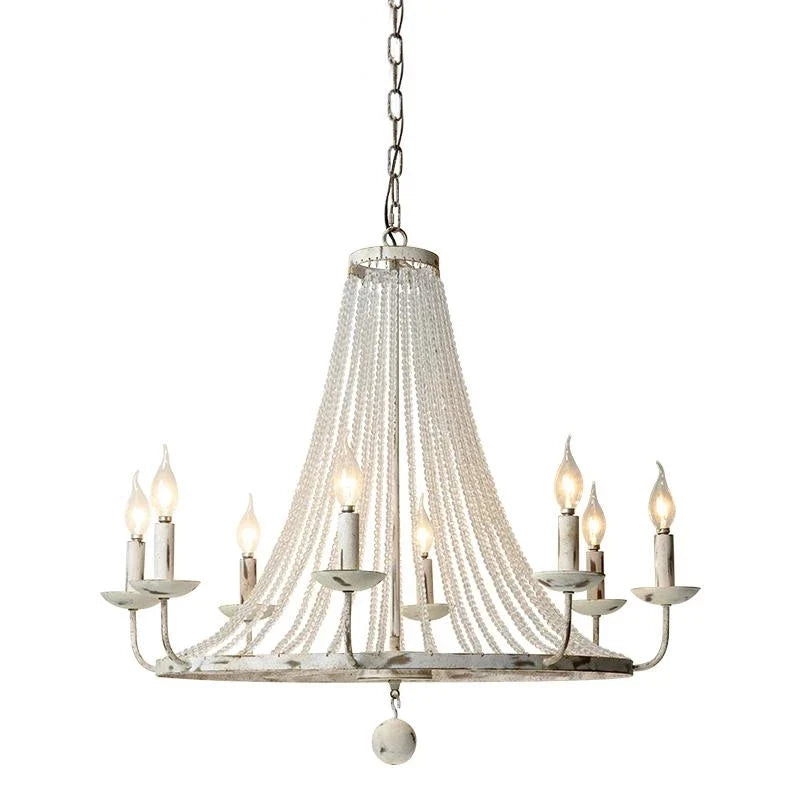 Afralia™ Vintage Ceiling Chandelier E14 Antique White Pendant Lamp for Bedroom, Living Room, Shops
