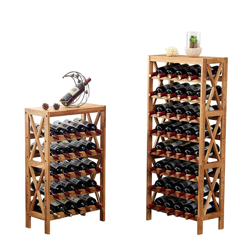Afralia™ Oak Wood Wine Rack Cabinet Display Shelf for 25-40 Bottles