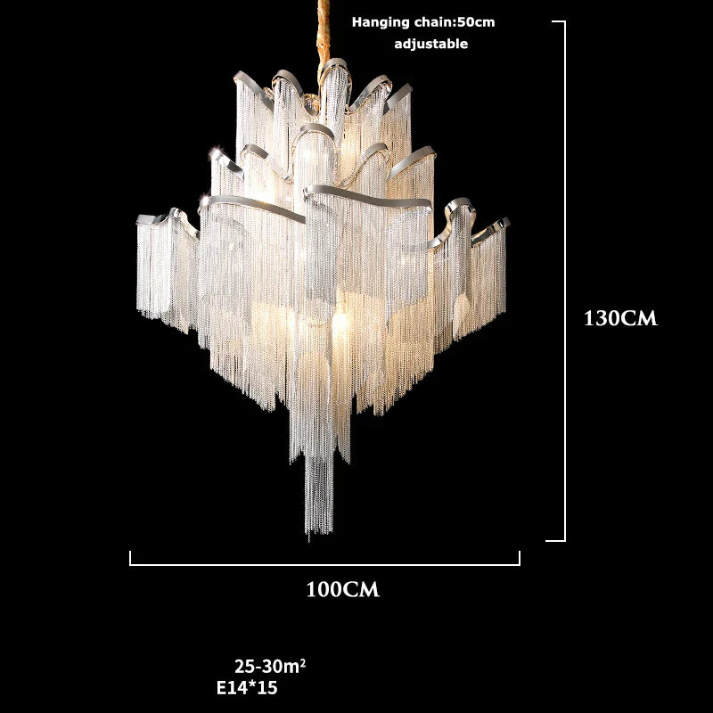Afralia™ Retro Vintage LED Aluminum Chandelier Lighting in Gold Chrome Silver