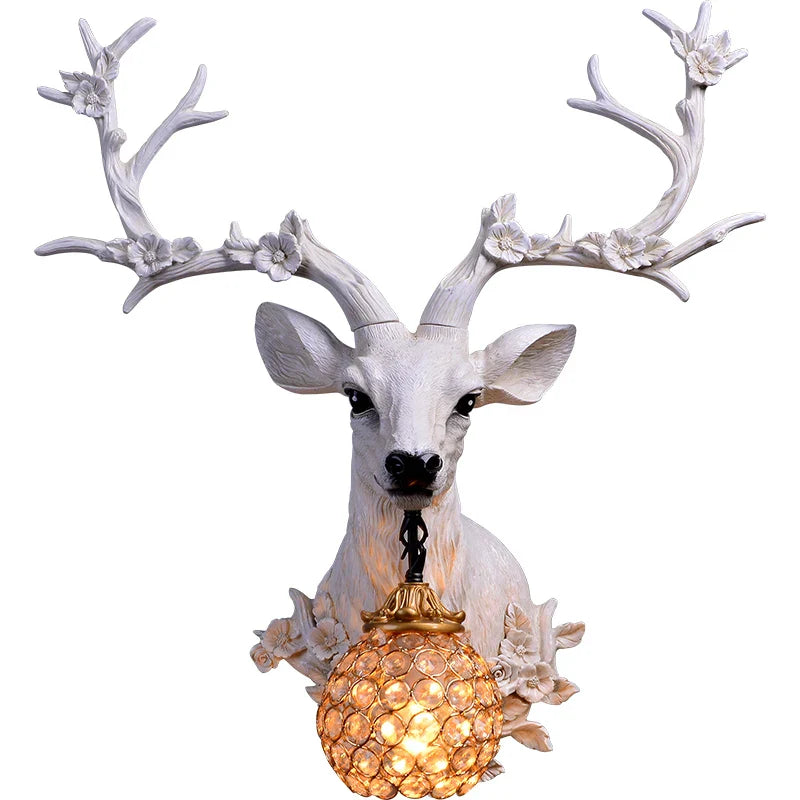 Afralia™ Antler Wall Lamp Deer Head Wall Light Resin Deer Decor Wall Sconce