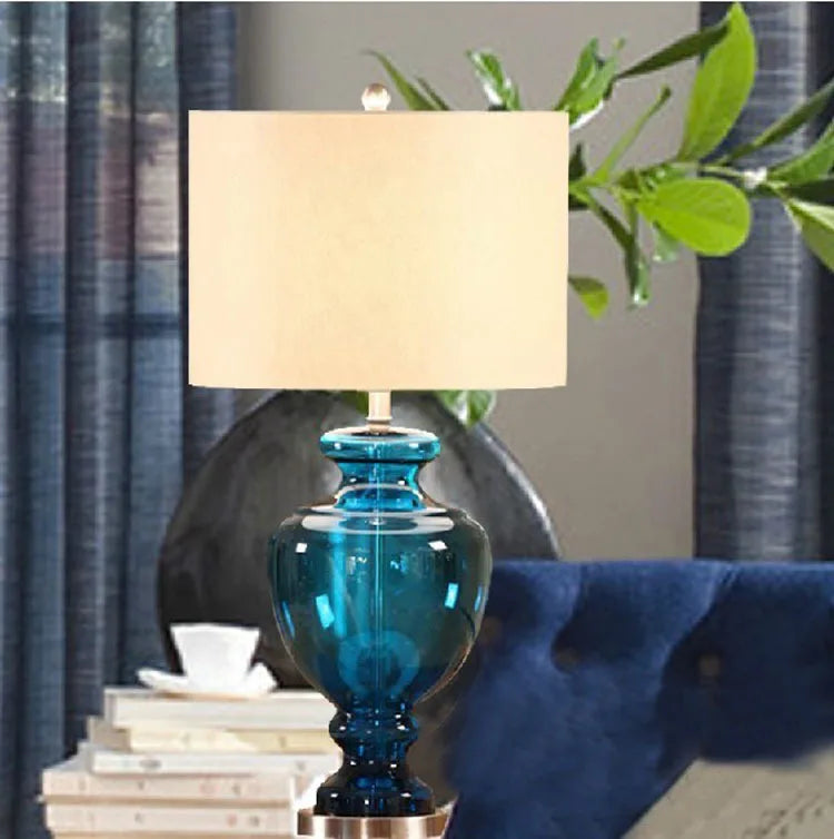 Blue Glass Afralia™ LED Table Lamp for Bedroom Living Room Engineering Lights