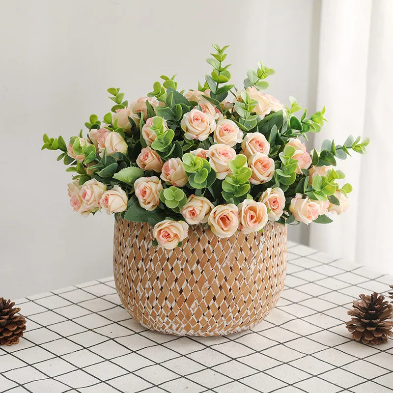 Afralia™ 5-Fork 11 Roses Bouquet for Home Decor – Small Fresh Korean Style Simulation