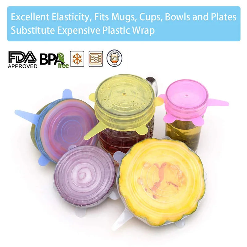 Afralia™ Silicone Stretch Lids Set of 6 - Reusable Universal Kitchen Accessories