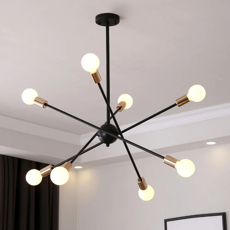 Afralia™ LED Ceiling Chandelier: Modern & Industrial Sputnik Style for Living Room & Bedroom