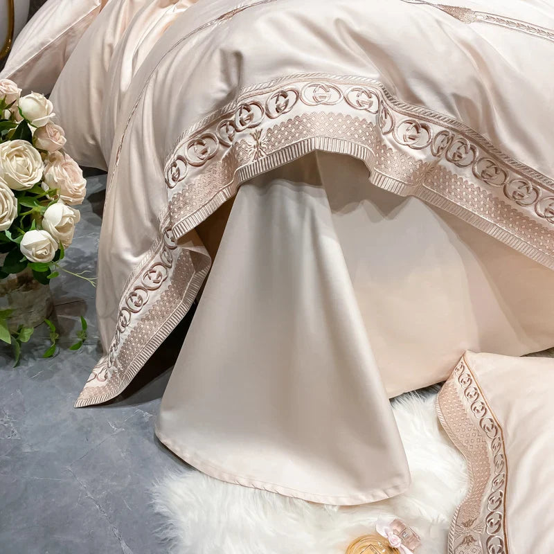 Afralia™ Luxury Embroidery Bedding Set, Queen King Size Duvet Cover Set, Bed Sheet, Pillowcases