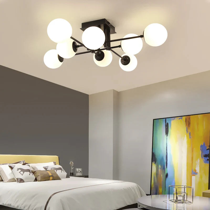 Afralia™ Milk Glass Ceiling Light Modern Ceiling Lamp Living Room Lighting