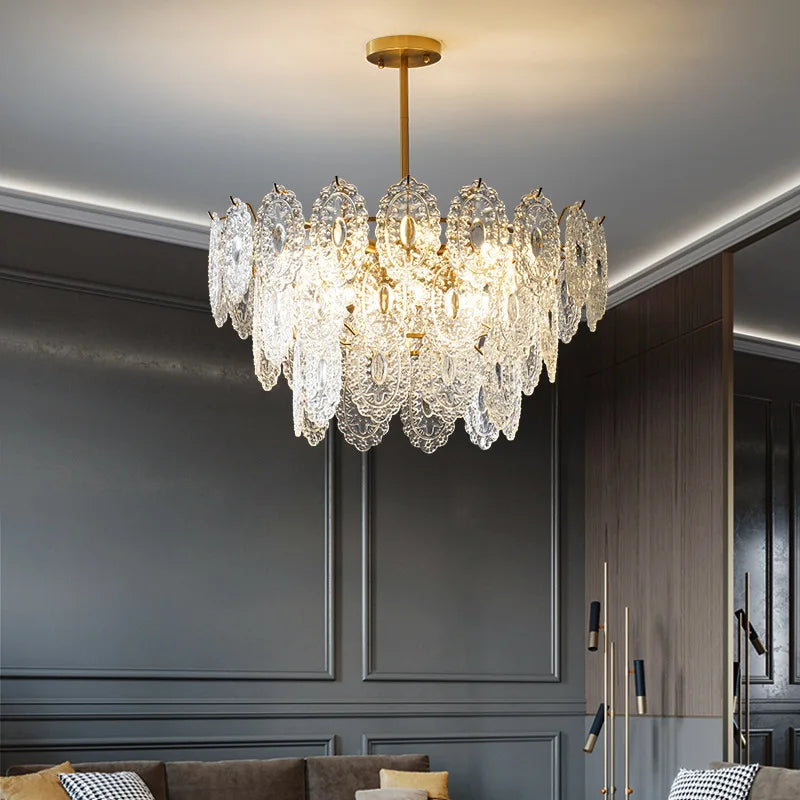 Luxury French Glass Flower Chandelier by Afralia™ - Vintage Nostalgic Modern Design