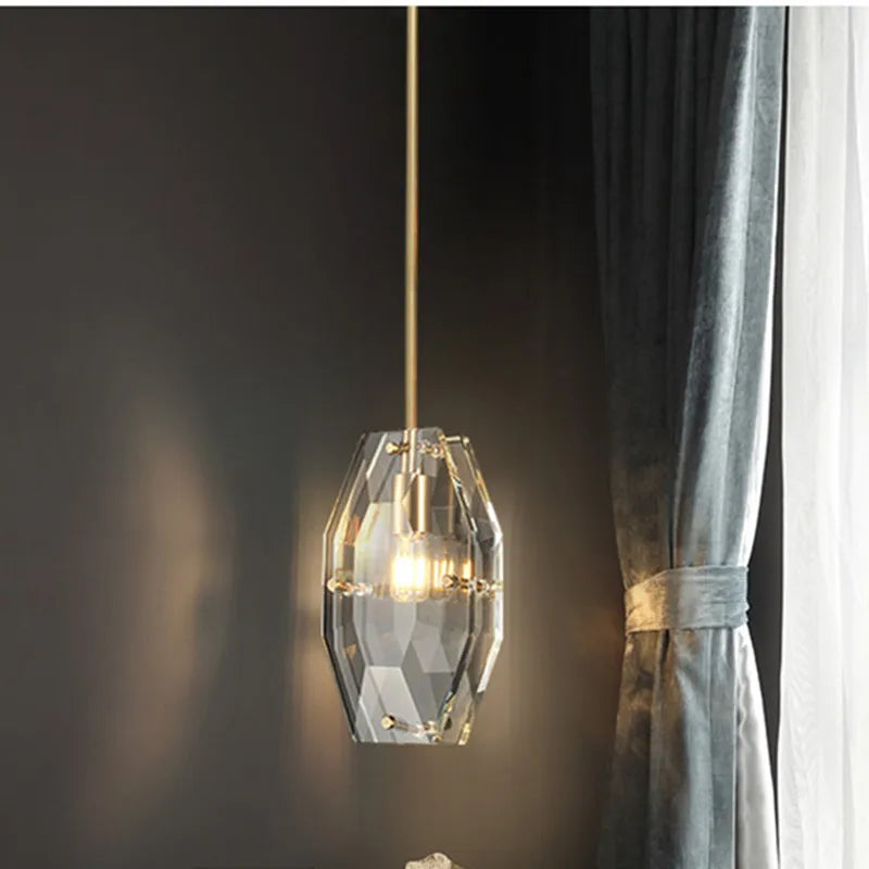Afralia™ Crystal Glass Pendant Lamp Luxe Chandelier for Bedroom Restaurant Kitchen Home
