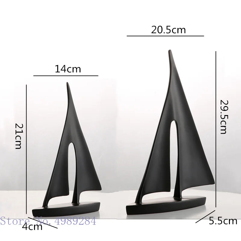 Afralia™ Abstract Resin Sailboat Ferry Triangle Ornament - Golden Home Decor Craft