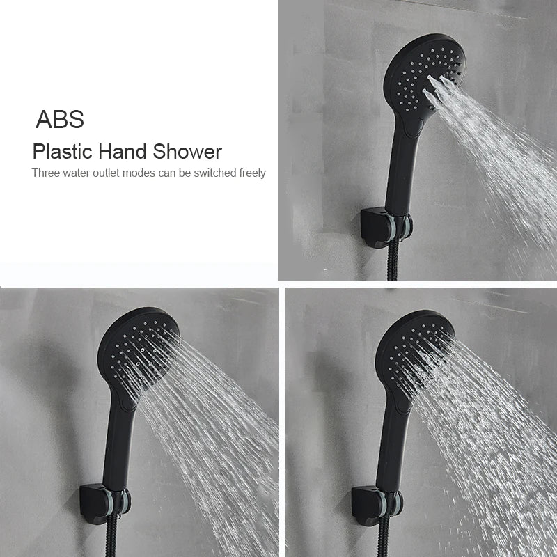 Afralia™ Matte Black Wall Mount Shower Faucet Set with Handheld Shower