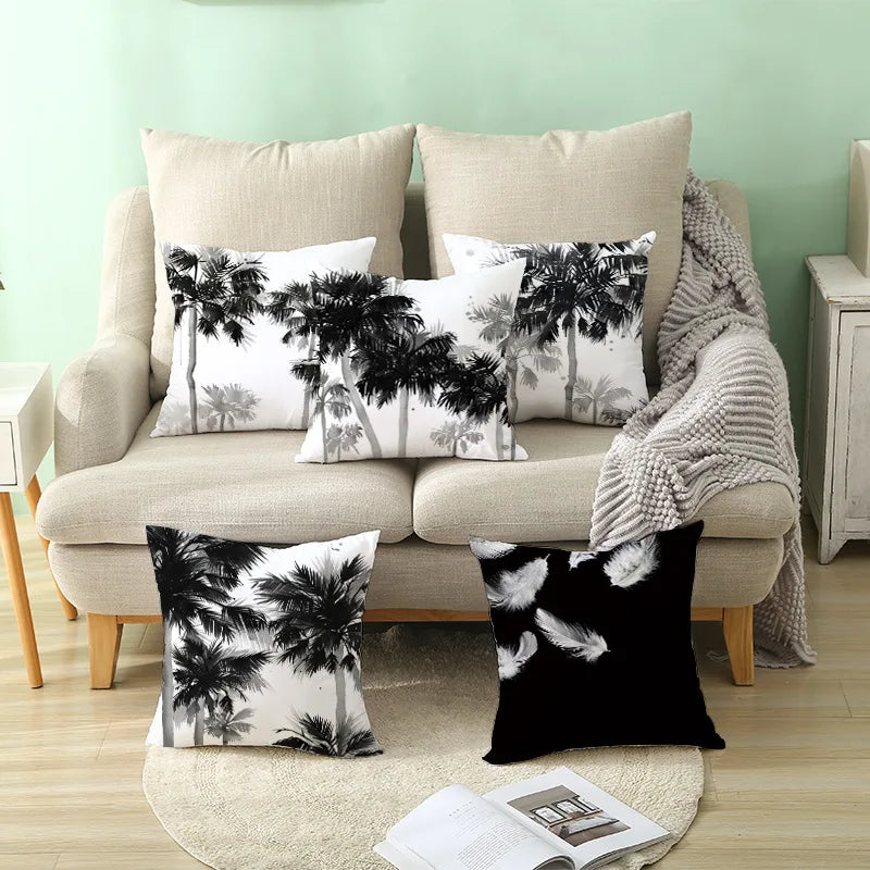 Afralia™ Nordic Black White Minimalist Style Car Sofa Pillow Cushion 45x45cm - Wholesale