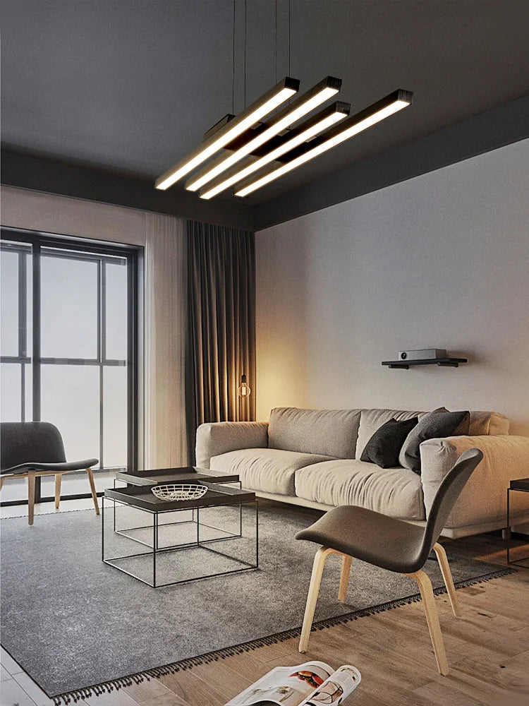 Modern Black Nordic Chandelier LED Light for Living Room by Afralia™