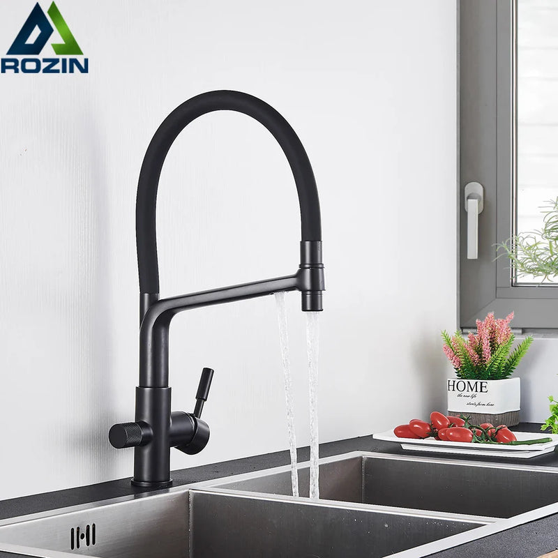 Afralia™ Black Water Filter Kitchen Faucet Hot Cold Water Mixer Tap 4 Colors