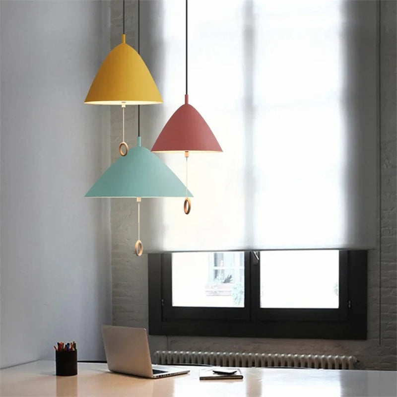 Afralia™ Macaron Pendant Light: Modern Dining Room Bedroom Lamp with Pull Switch