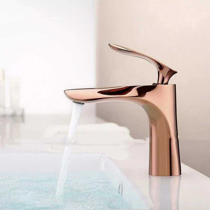 Afralia™ Gold Basin Faucet with Single Handle Hot & Cold Water Mixer Deck Mount