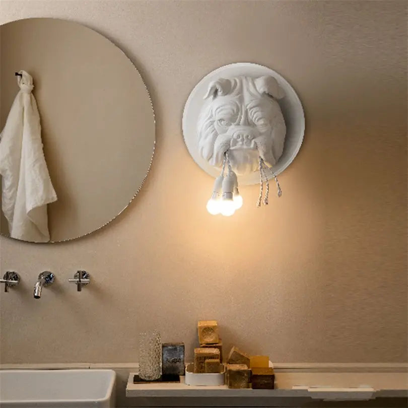 Afralia™ Bulldog Resin Wall Lamp for Living Room and Corridor Decor