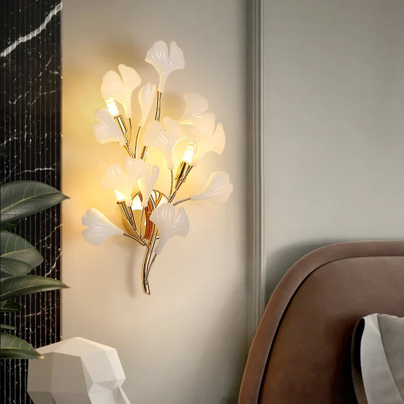 Afralia™ Ginkgo Leaf Wall Lamp: Modern Luxury for Bedroom, Living Room & Corridor
