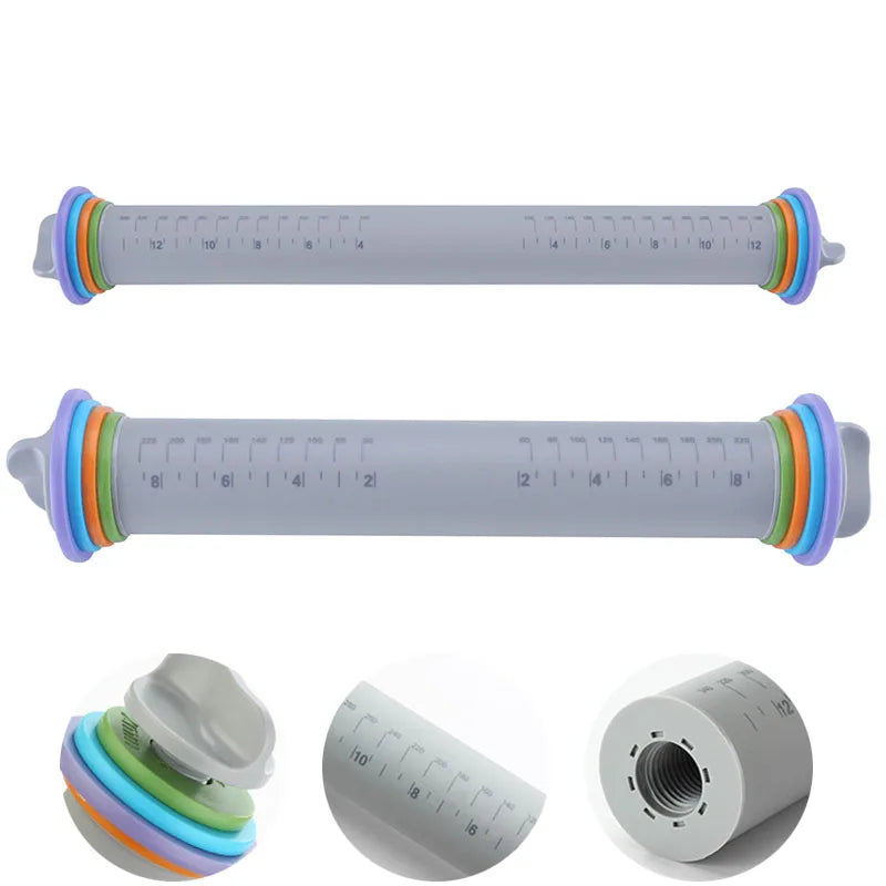 Afralia™ Adjustable Silicone Rolling Pin for Fondant Cake Pastry Decor - Bakeware Tool