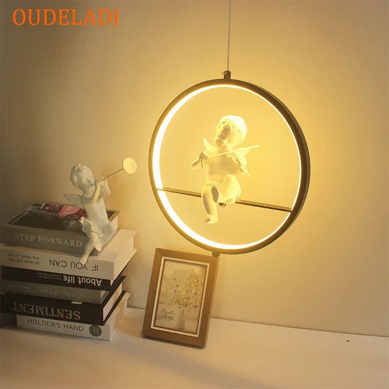Afralia™ White Angel Pendant Lights for Modern Art Restaurant - LED Hanging Lamp