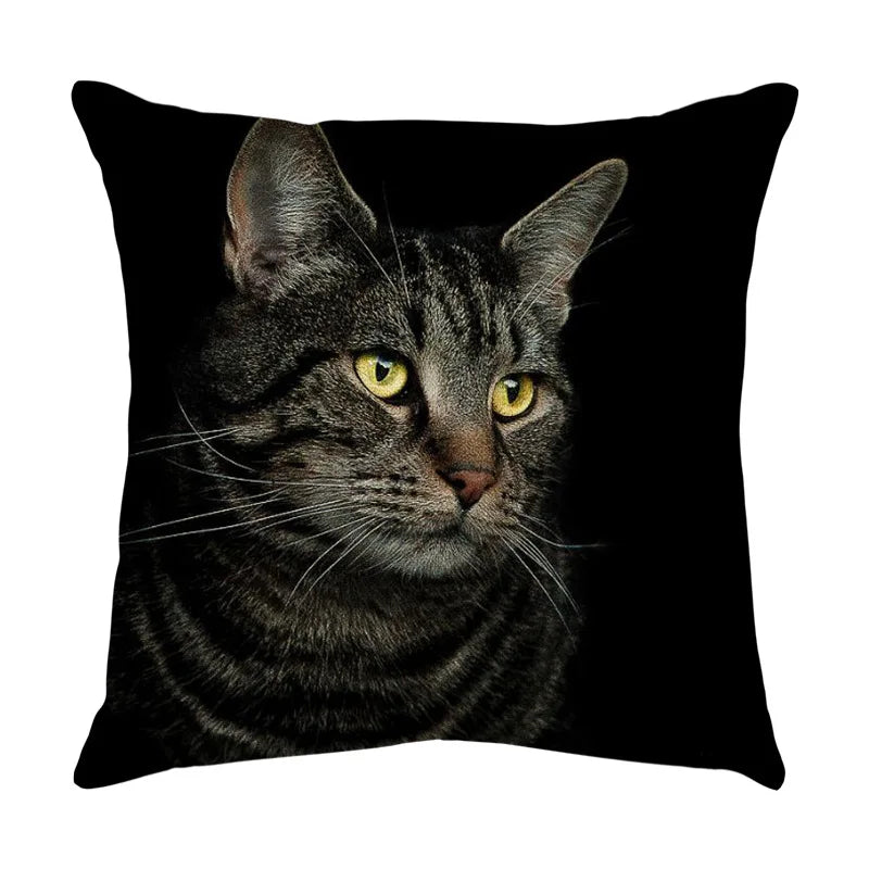 Afralia™ Cute Cat Sofa Cotton Linen Cushion Cover Pillowcase Home Decor Pillow