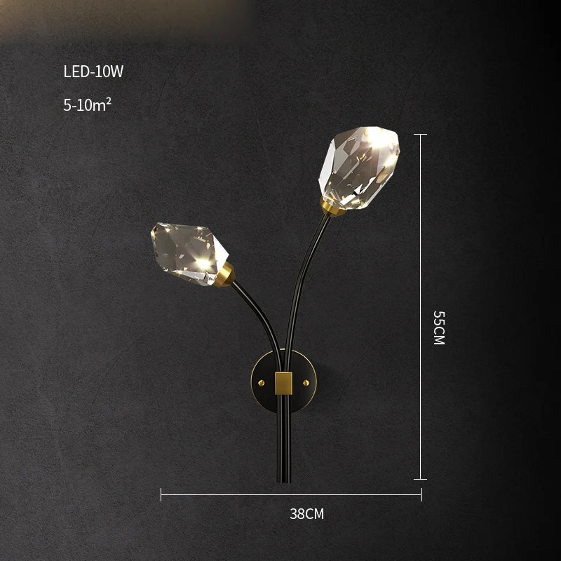 Afralia™ Black Crystal Copper LED Chandelier - Art Deco Hanging Lamp for Dinning Room