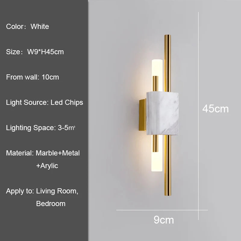 Afralia™ Marble Wall Light: Modern LED Indoor Decor - Black/White/Green Luxury Aesthetics
