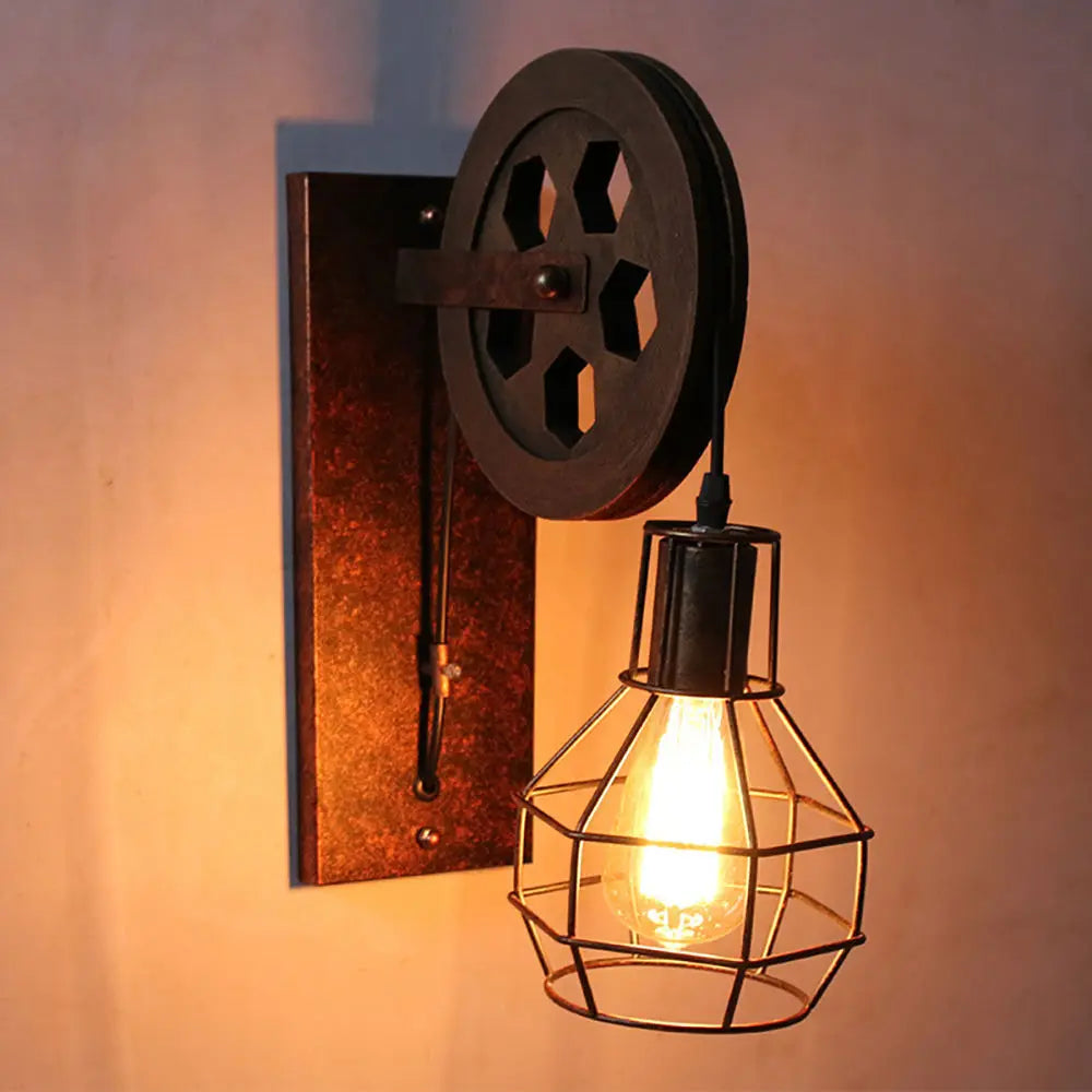 Afralia™ Industrial Iron Wall Sconce LED Fixture for Cafe Bar Loft Decoration