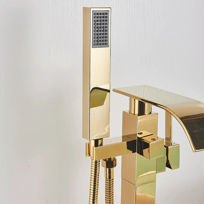 Afralia™ Gold Freestanding Bathtub Faucet with Handshower