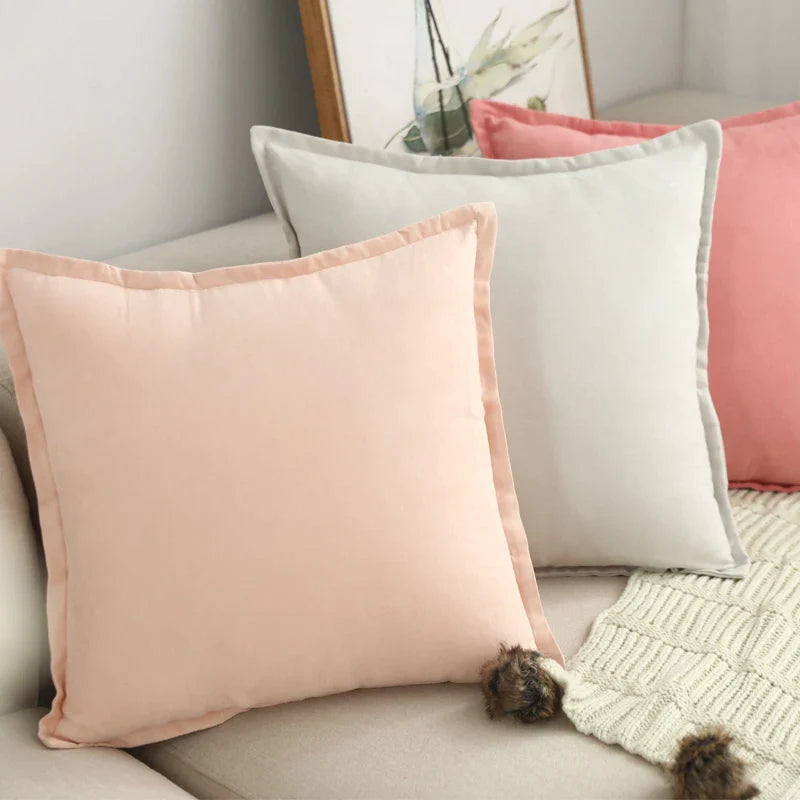 Afralia™ Suede Cushion Cover in Pink Grey Lace | Soft Home Decor